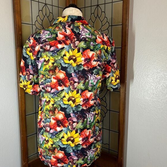 Denim & Flower Men's Comfort Viscose Button Up Shirt Floral Colorful Size M - Picture 3 of 10